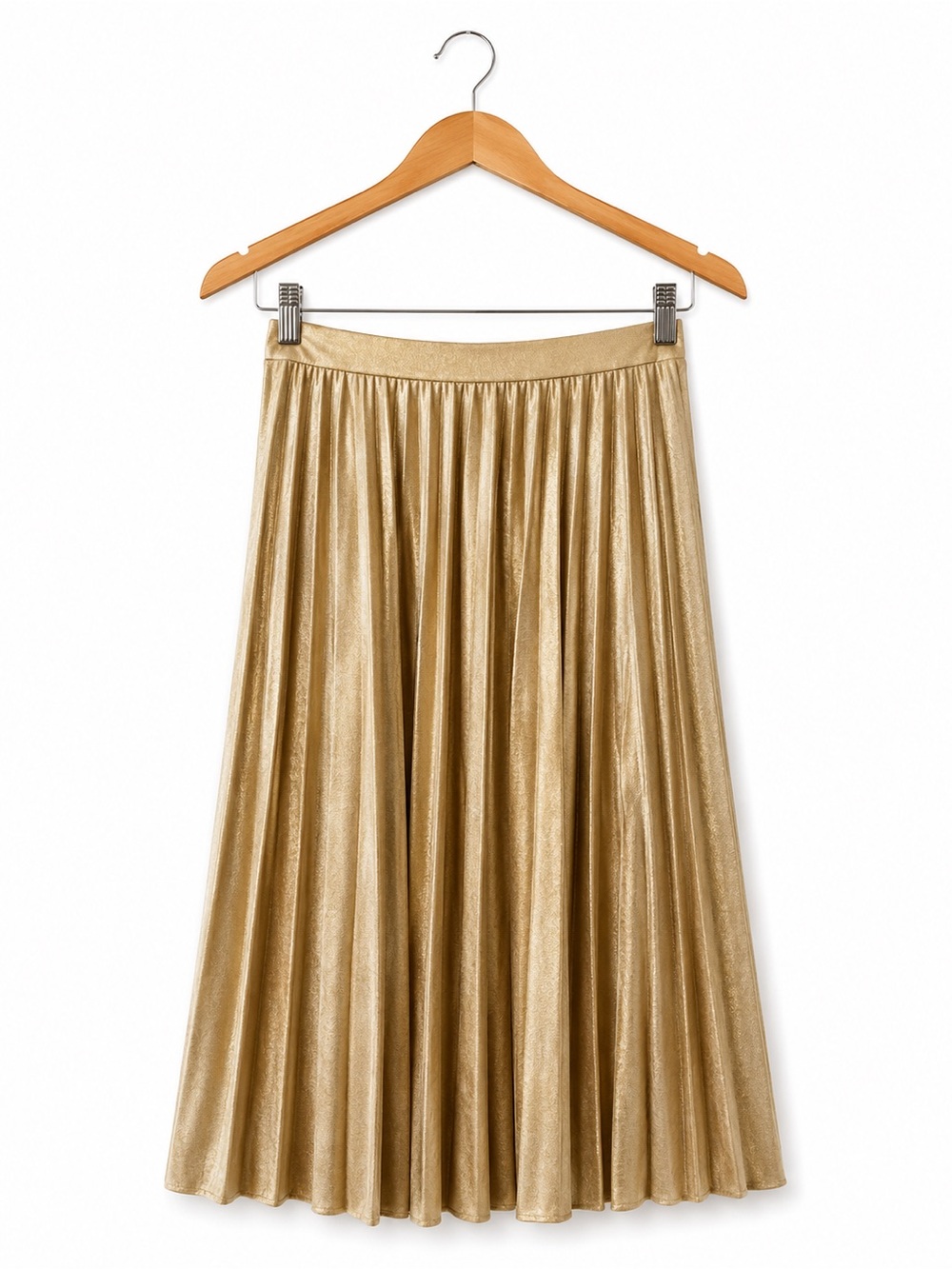 Anthropologie Maeve Metallic Pleated Midi Skirt XS Wedding Guest Minimalist